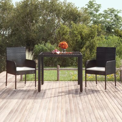 vidaXL Garden Chairs with Cushions 2 pcs Poly Rattan Black