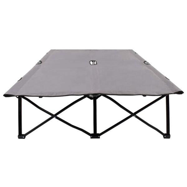 vidaXL Two Person Folding Sun Lounger Grey Steel