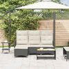 vidaXL Reclining Garden Sofa with Cushions L-shaped Black Poly Rattan