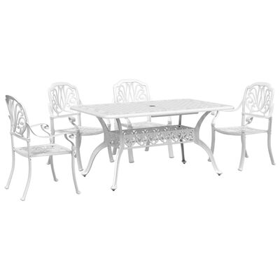 vidaXL 5 Piece Garden Dining Set White Cast Aluminium