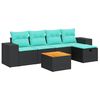 vidaXL 6 Piece Garden Sofa Set with Cushions Black Poly Rattan