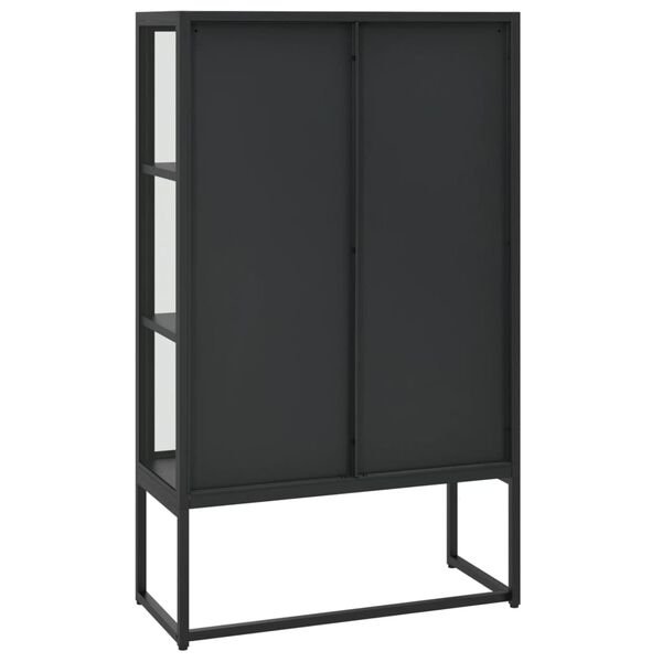 vidaXL Highboard Black 80x35x135 cm Steel and Tempered Glass