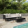 vidaXL 6 Piece Garden Lounge Set with Cushions Poly Rattan Black
