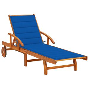 vidaXL Garden Sun Lounger with Cushion Solid Acacia Wood
