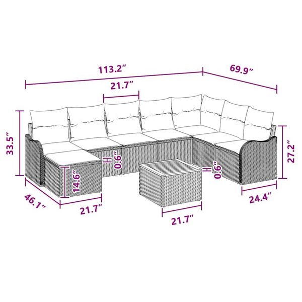 vidaXL Garden Sofa Set 9 pcs Black Poly rattan