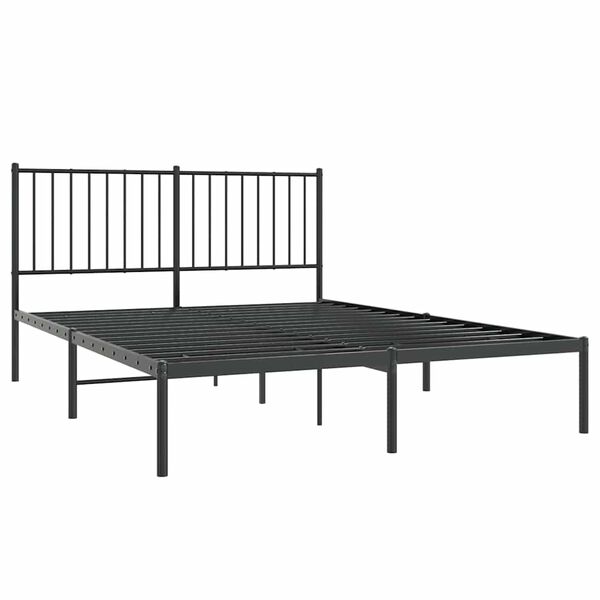 vidaXL Metal Bed Frame without Mattress with Headboard Black 135x190cm