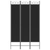 vidaXL 3-Panel Room Divider Black 120x200 cm Fabric