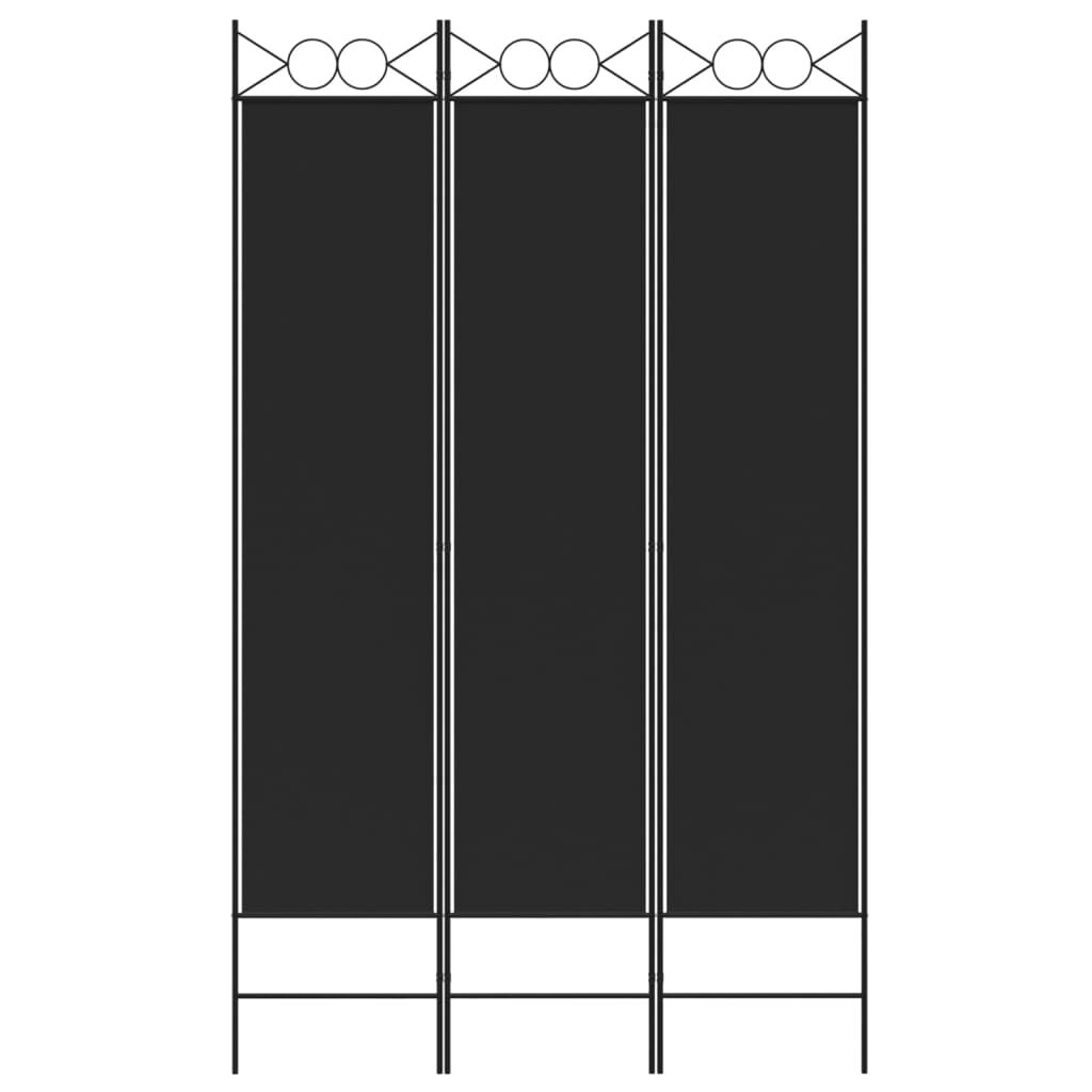 vidaXL 3-Panel Room Divider Black 120x200 cm Fabric