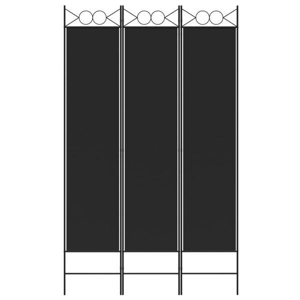 vidaXL 3-Panel Room Divider Black 120x200 cm Fabric