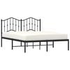 vidaXL Metal Bed Frame without Mattress with Headboard Black 135x190cm
