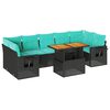 vidaXL 8 Piece Garden Sofa Set with Cushions Black Poly Rattan
