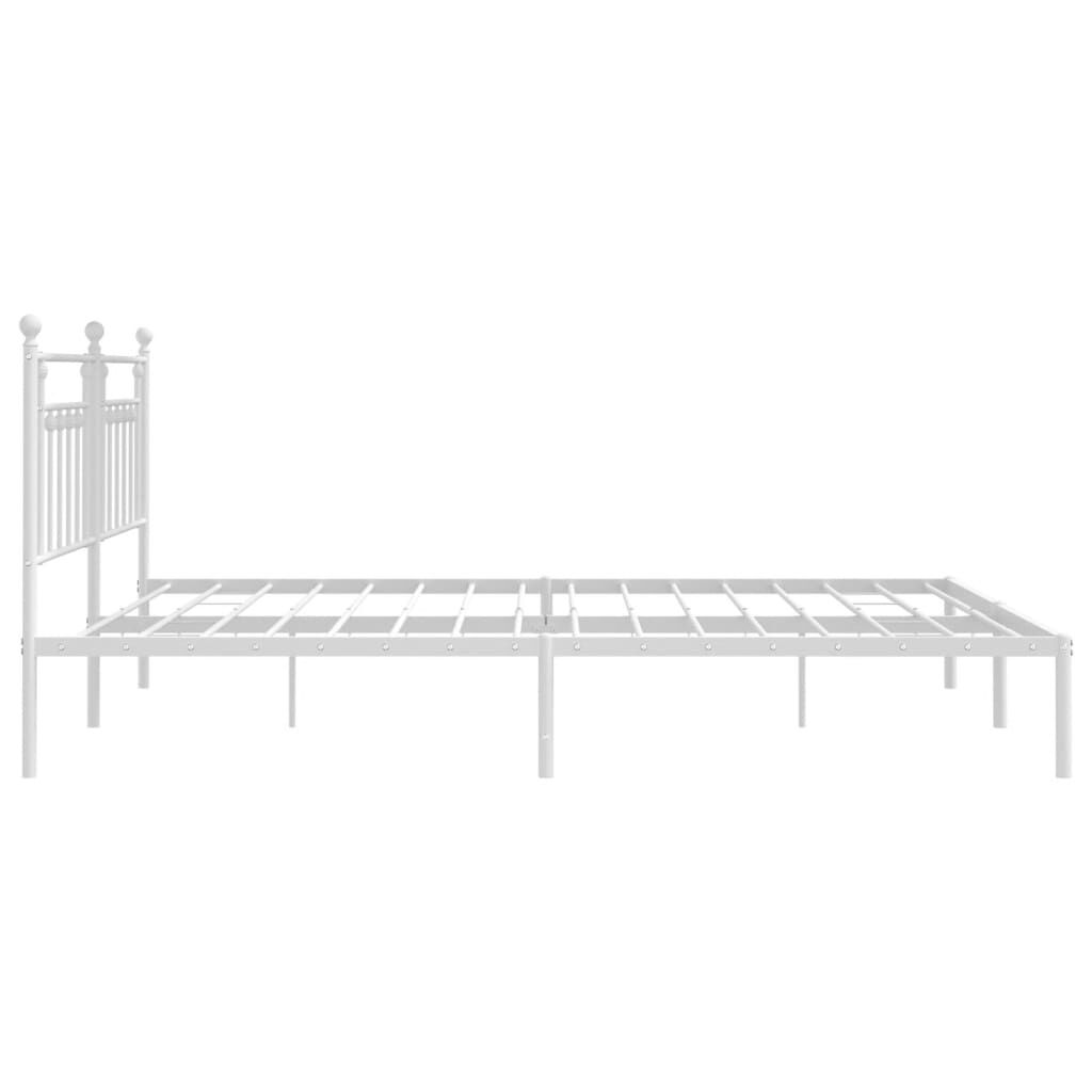 vidaXL Metal Bed Frame without Mattress with Headboard White 193x203cm