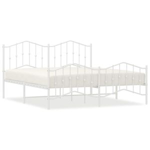 vidaXL Metal Bed Frame without Mattress with Footboard White 183x213cm