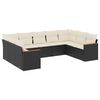 vidaXL 9 Piece Garden Sofa Set with Cushions Black Poly Rattan