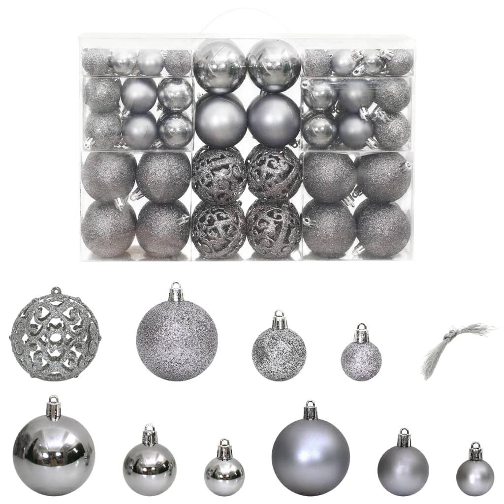 vidaXL Christmas Baubles 100 pcs Grey 3 / 4 / 6 cm