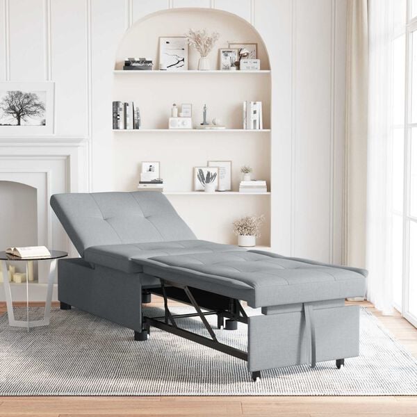 vidaXL 3-in-1 Sofa Bed - Pull-Out Design in Light Grey Fabric