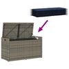vidaXL Outdoor Storage Bench with Cushion Grey 100 cm Poly Rattan
