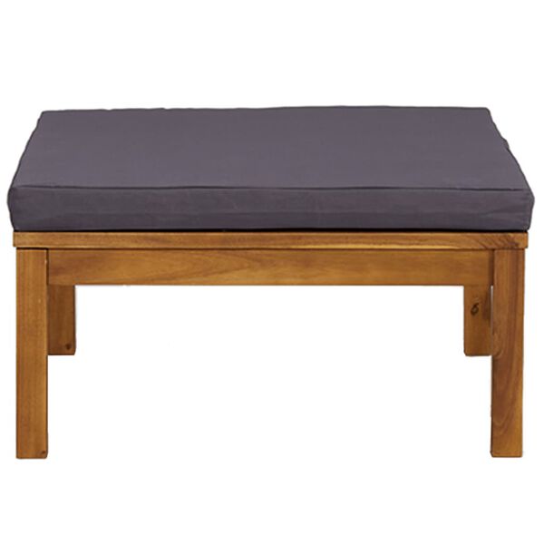 vidaXL Footrest with Dark Grey Cushion Solid Acacia Wood