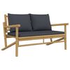 vidaXL 2 Piece Garden Lounge Set with Dark Grey Cushions Bamboo