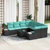 vidaXL Garden Sofa Set 9 pcs Black and Turquoise Poly Rattan