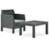 vidaXL 2 Piece Garden Lounge Set with Cushion Rattan Anthracite