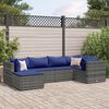 vidaXL 6 Piece Garden Lounge Set with Cushions Grey Poly Rattan