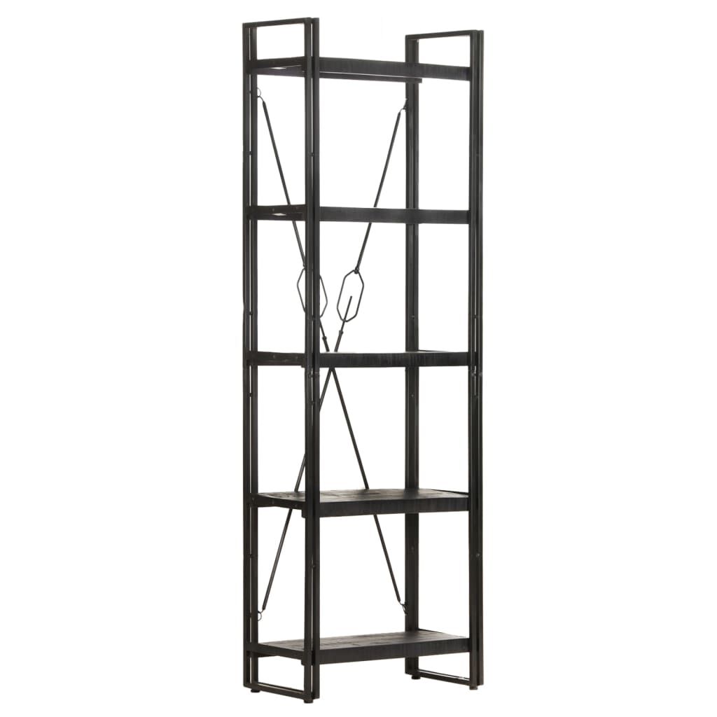 vidaXL 5-Tier Bookcase Black 60x30x180 cm Solid Mango Wood