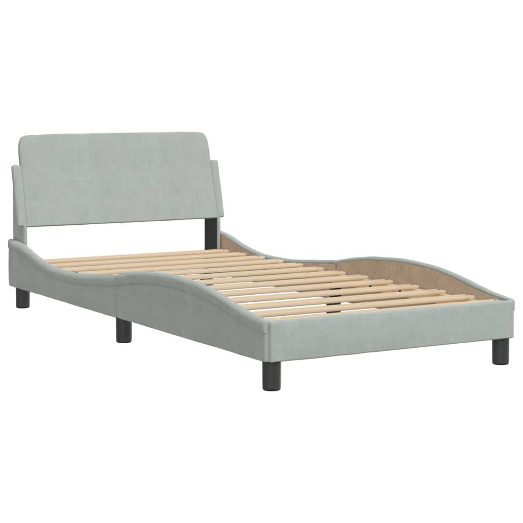 vidaXL Bed Frame without Mattress Light Grey 100x203 cm Velvet