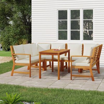 vidaXL 7 Piece Garden Dining Set with Cushions Solid Wood Acacia