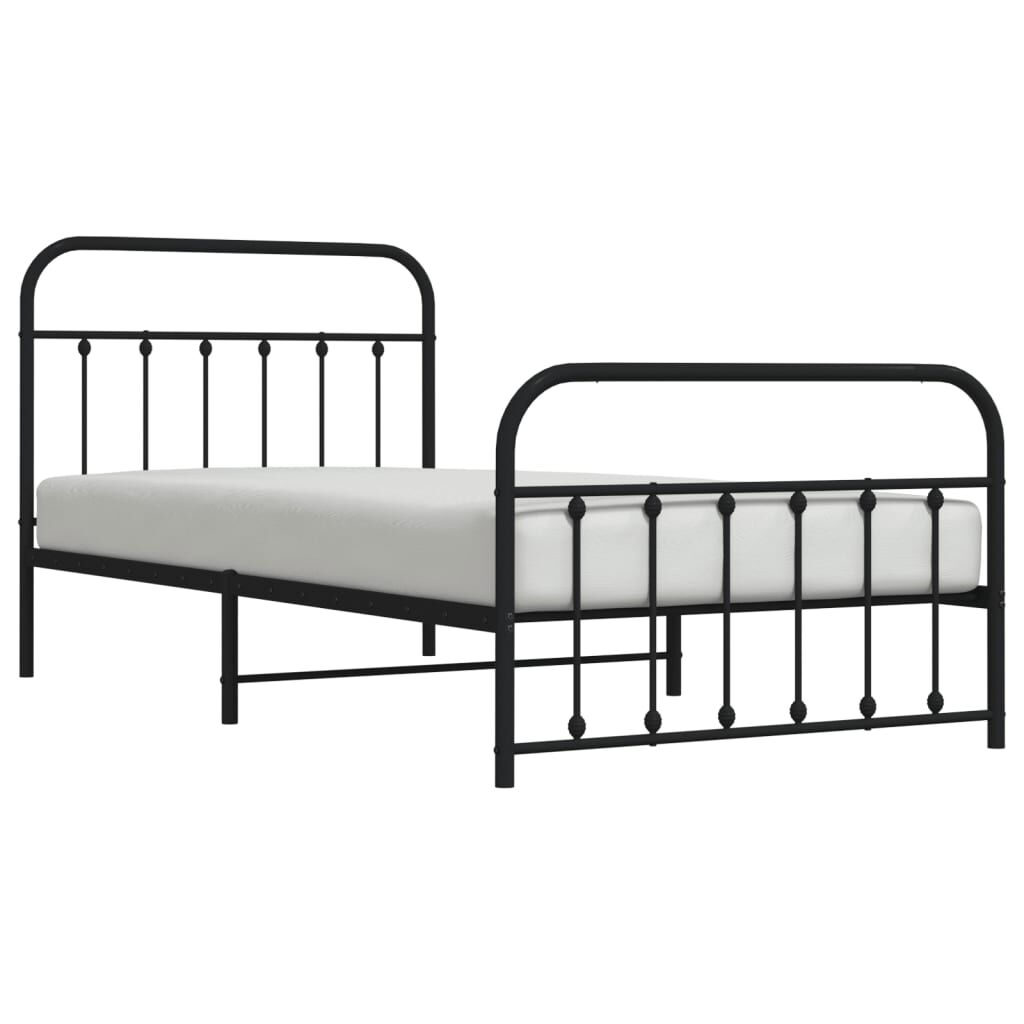 vidaXL Metal Bed Frame without Mattress with Footboard Black 100x200cm