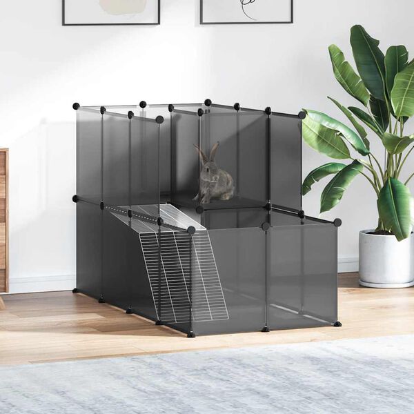 vidaXL Small Animal Cage Black 142x74x93 cm PP and Steel