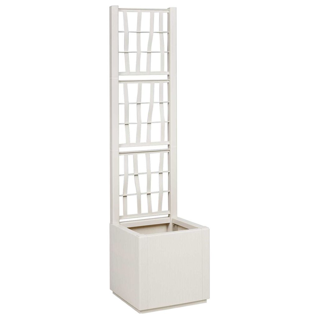 vidaXL Garden Planter with Trellis White 36x36x140 cm PP