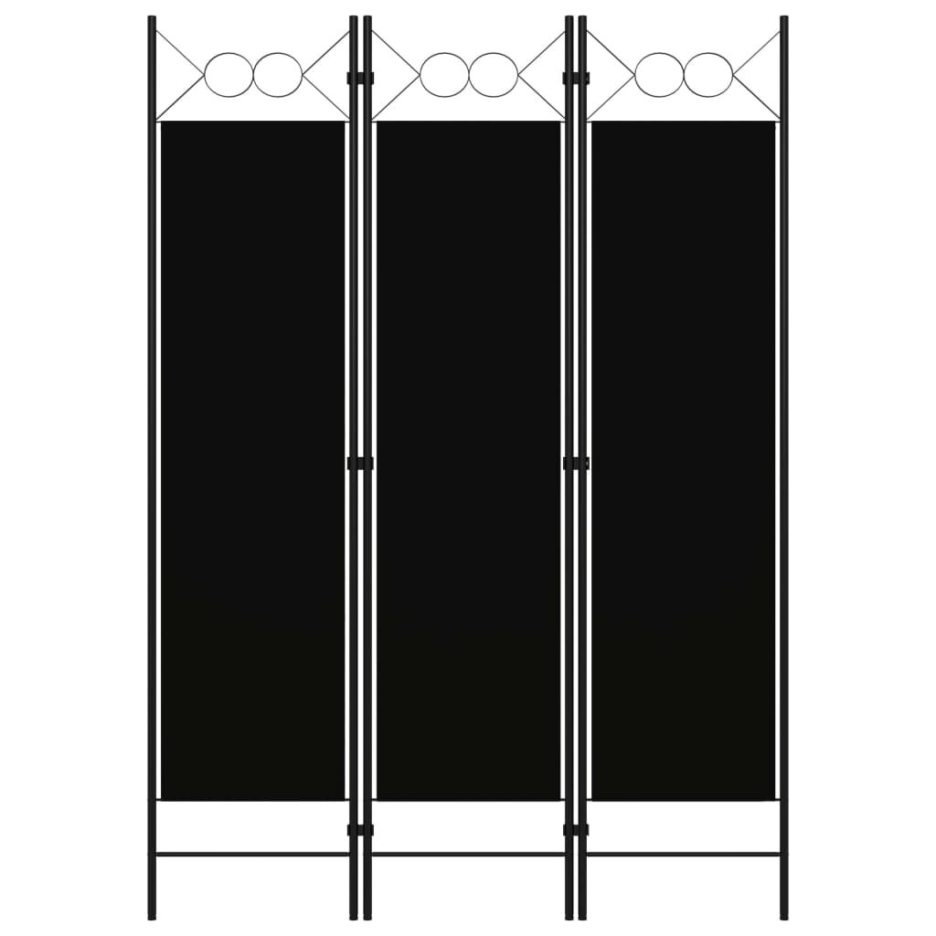 vidaXL 3-Panel Room Divider Black 120x180 cm