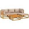 vidaXL 5 Piece Garden Lounge Set with Taupe Cushions Solid Wood