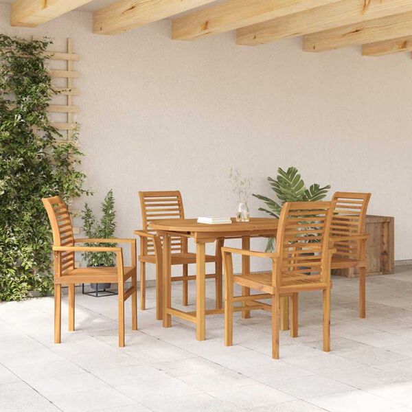 vidaXL Garden Dining Set 5 pcs Brown 160 x 80 x 75 cm Solid teak wood