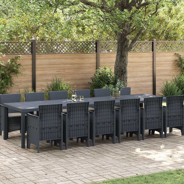 vidaXL Garden Dining Set 13 pcs Anthracite Polt rattan