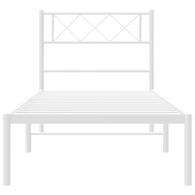 vidaXL Metal Bed Frame without Mattress with Headboard White 100x190cm
