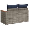 vidaXL Garden Sofa with Cushions 2-Seater Grey Poly Rattan