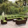 vidaXL 11 Piece Garden Lounge Set with Cushions Poly Rattan Brown
