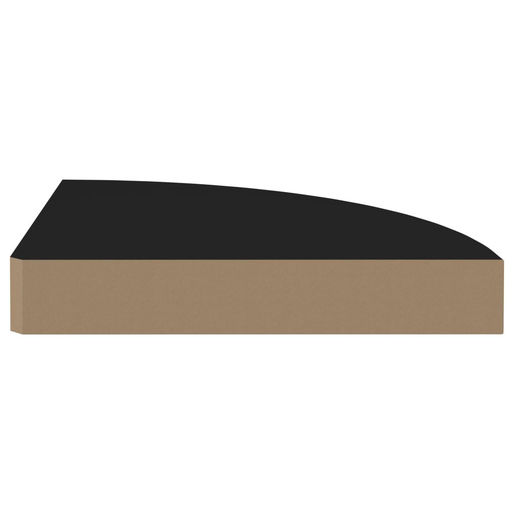 vidaXL Floating Corner Shelves 4 pcs Black 25x25x3.8 cm MDF