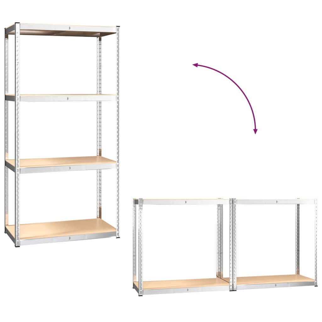 vidaXL 4-Layer Shelves 2 pcs Silver Steel&Engineered Wood