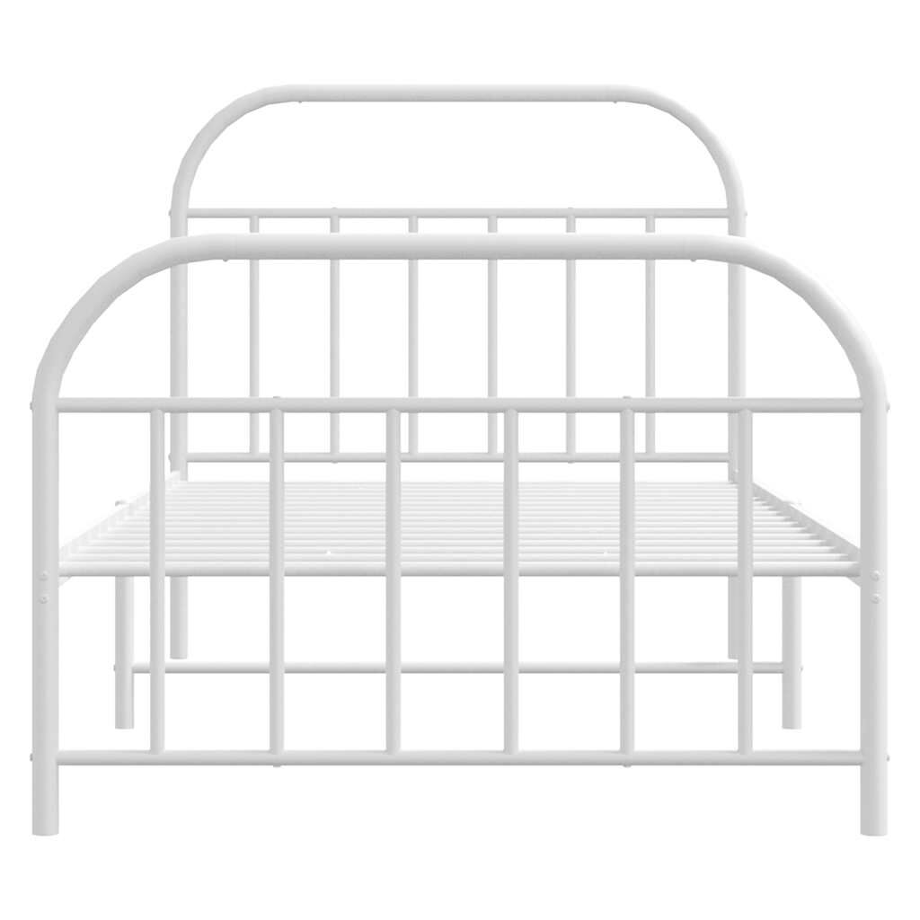 vidaXL Metal Bed Frame without Mattress with Footboard White 100x200cm