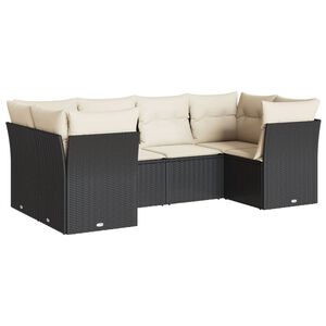 vidaXL 6 Piece Garden Sofa Set with Cushions Black Poly Rattan