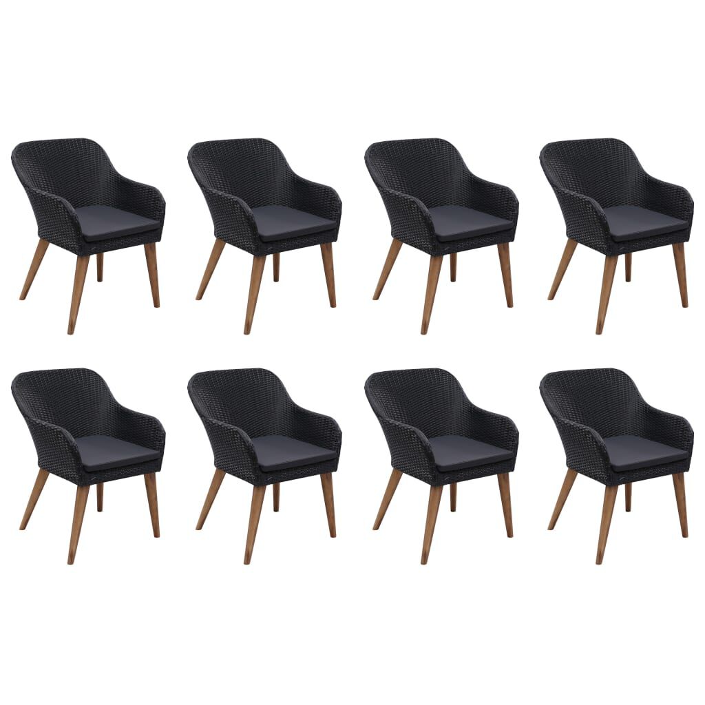 vidaXL 9 Piece Garden Dining Set Black