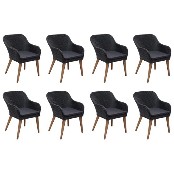 vidaXL 9 Piece Garden Dining Set Black