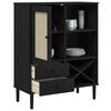 vidaXL Highboard SENJA Rattan Look Black 90x40x112cm Solid Wood Pine