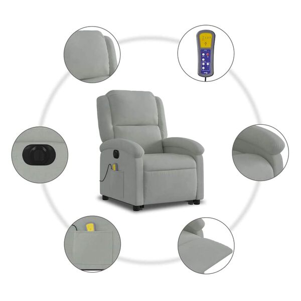 vidaXL Electric Stand up Massage Recliner Chair Light Grey Velvet