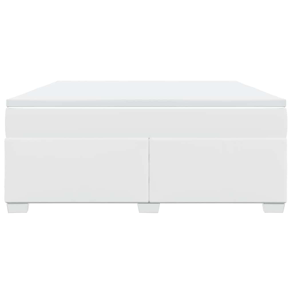 vidaXL Box Spring Bed with Mattress White California King Faux Leather