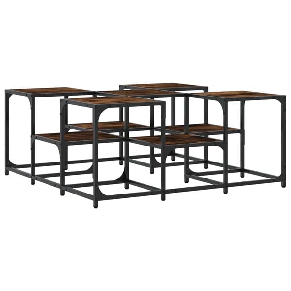 vidaXL Coffee Table Smoked Oak 91x91x40 cm Engineered Wood