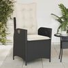vidaXL Reclining Garden Chair with Cushions Black Poly Rattan